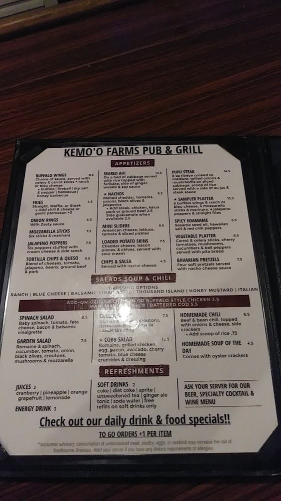 Kemo'o Farms Pub and Grill Menu image 4